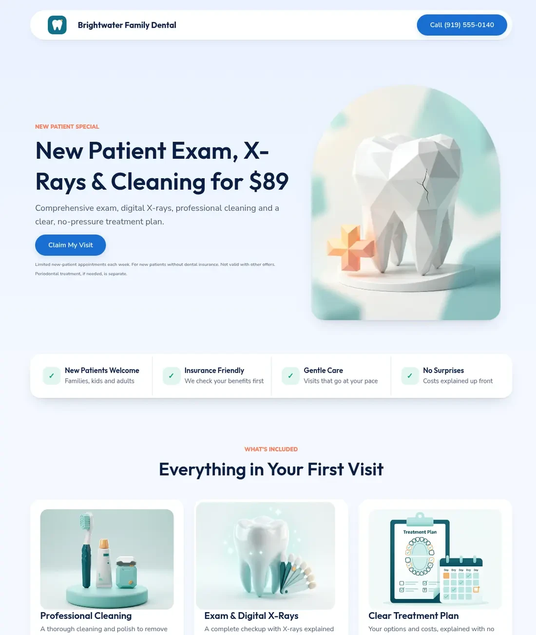 First-visit offer funnel page with a single offer and a single call to action